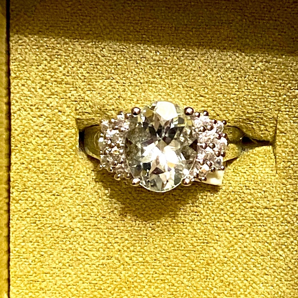 COPY - JTV oval Altai Aquamarine an CZ ring SZ 7